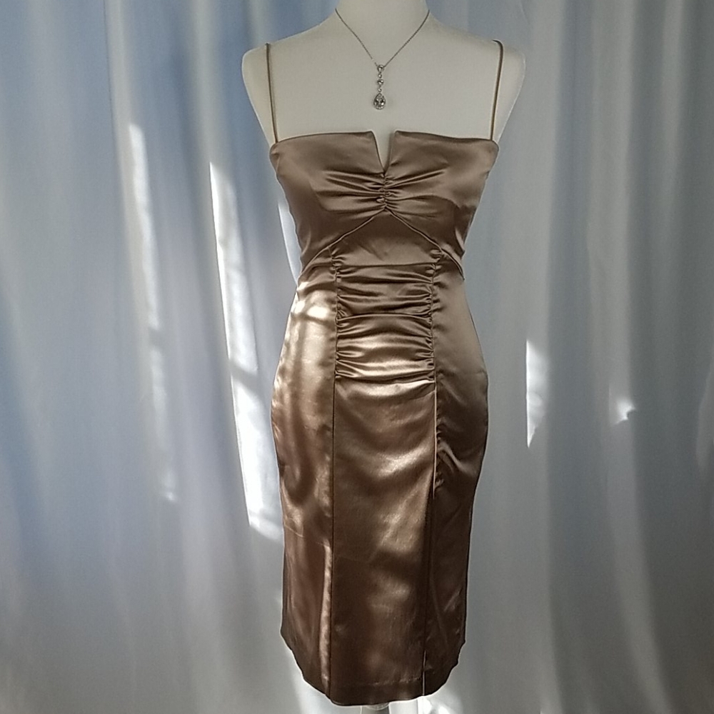 Nicole Miller Stretch Satin Cocktail Dress Sz 4-8P